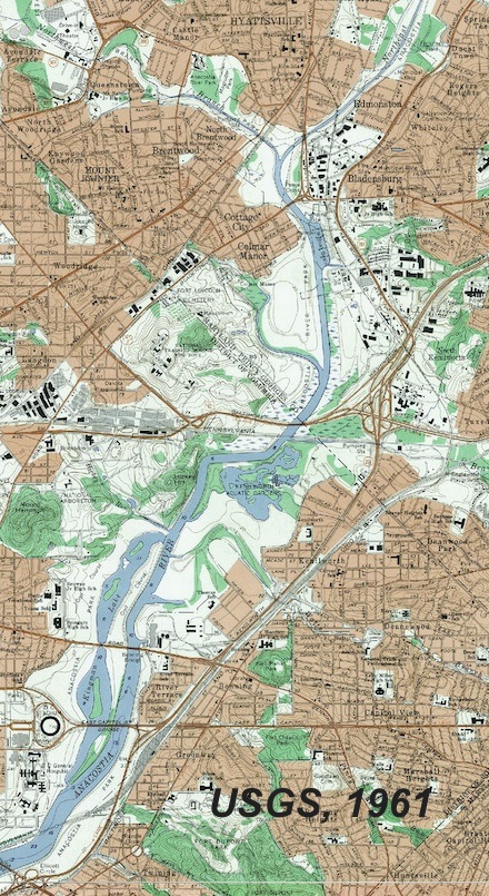 USGS Topographic Map of Anacostia River and vicinity, 1961